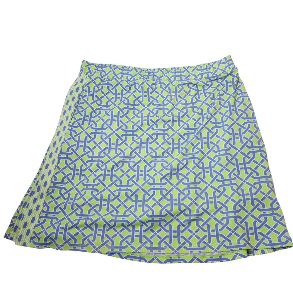 Susan Graver Liquid Knit Skort Green Blue AOP Print Golf Pickleball Womens Sz M - Picture 5 of 5